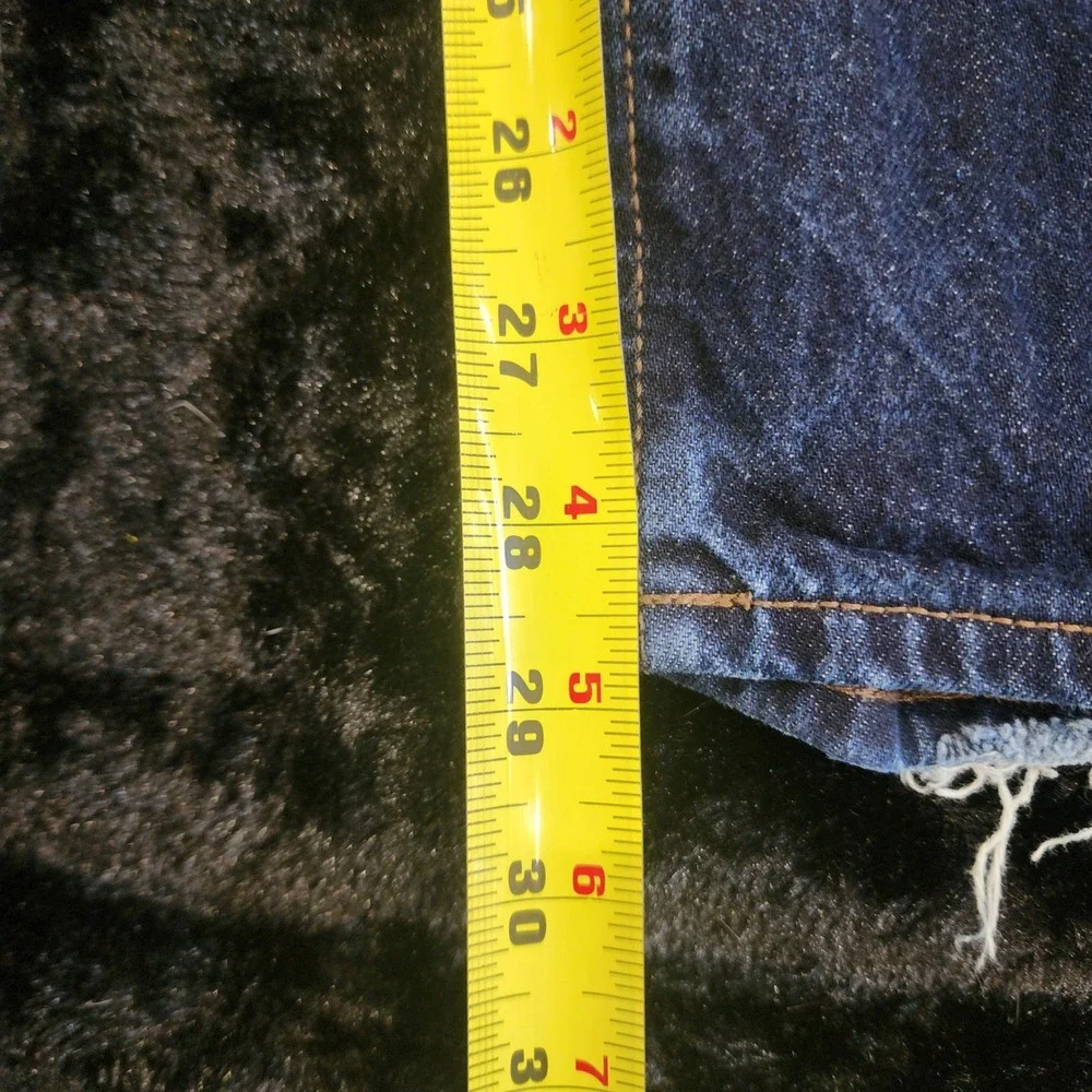 GU Jeans Women's LARGE Barrel Wide Leg Flare Dark Wash Wide Leg Baggy Raw Denim - Picture 9 of 12